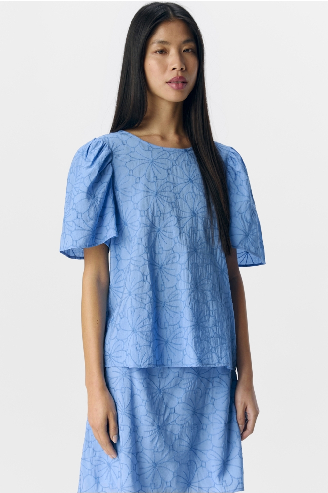 OBJILLY S/S RE O-NECK TOP 138 23046466 CORNFLOWER BLUE